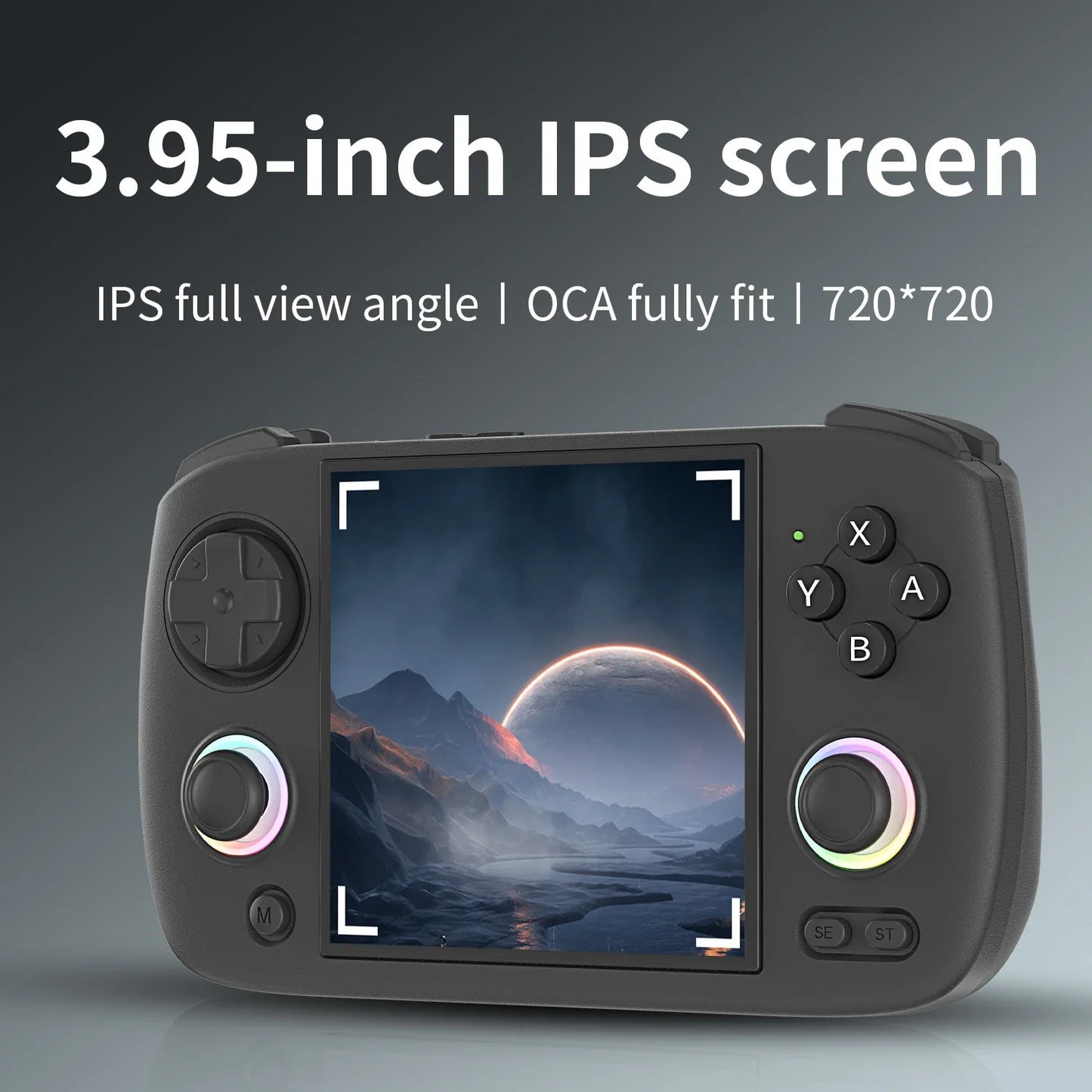 Retro Handheld Game Console 3.95\" (10.0 cm) IPS 720×720 Linux 64-bit Wi‑Fi Bluetooth RGB Joysticks 32GB Expandable to 512GB