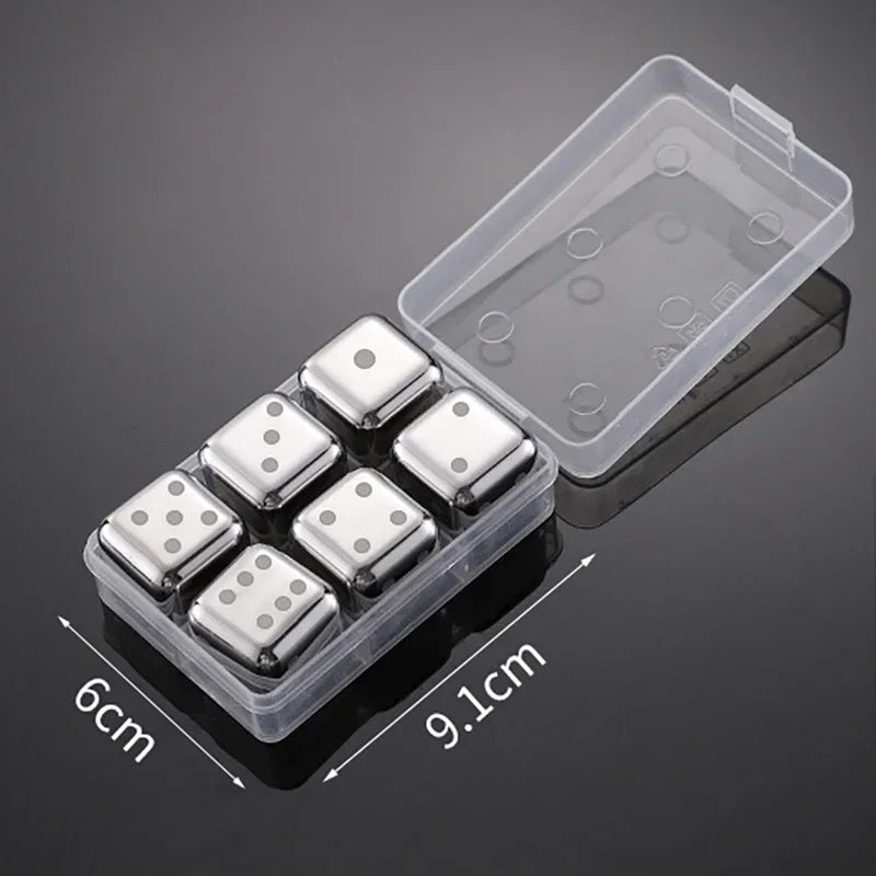 Stainless Steel Reusable Whiskey Stones - Quick-Freeze Ice Cubes with Storage Tray for Whiskey Wine Beer