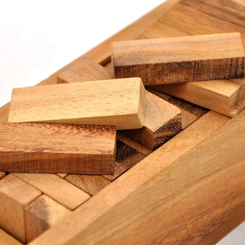 Wood Tumbling Tower Game 48/54-Block Wooden Stacking Game for Family, Parties & Outdoor Play