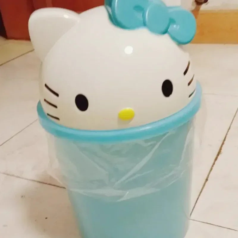 Kawaii Cat Dustbin Trash Can – Cute PVC Character Bin for Bedroom & Living Room, 21 cm (8.3 in) or 37 cm (14.6 in)
