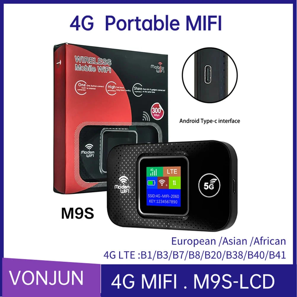 4G LTE Mobile WiFi Router 150Mbps Pocket Hotspot with SIM Slot 3650mAh Battery for Car & Travel