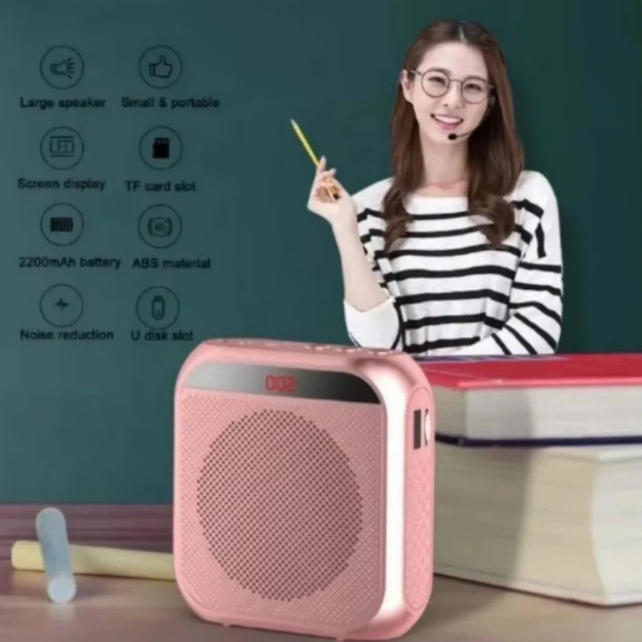 Portable 5W Voice Amplifier with Headset Microphone – 2200mAh Rechargeable Wearable Speaker, USB/TF Playback for Teachers & Tour Guides