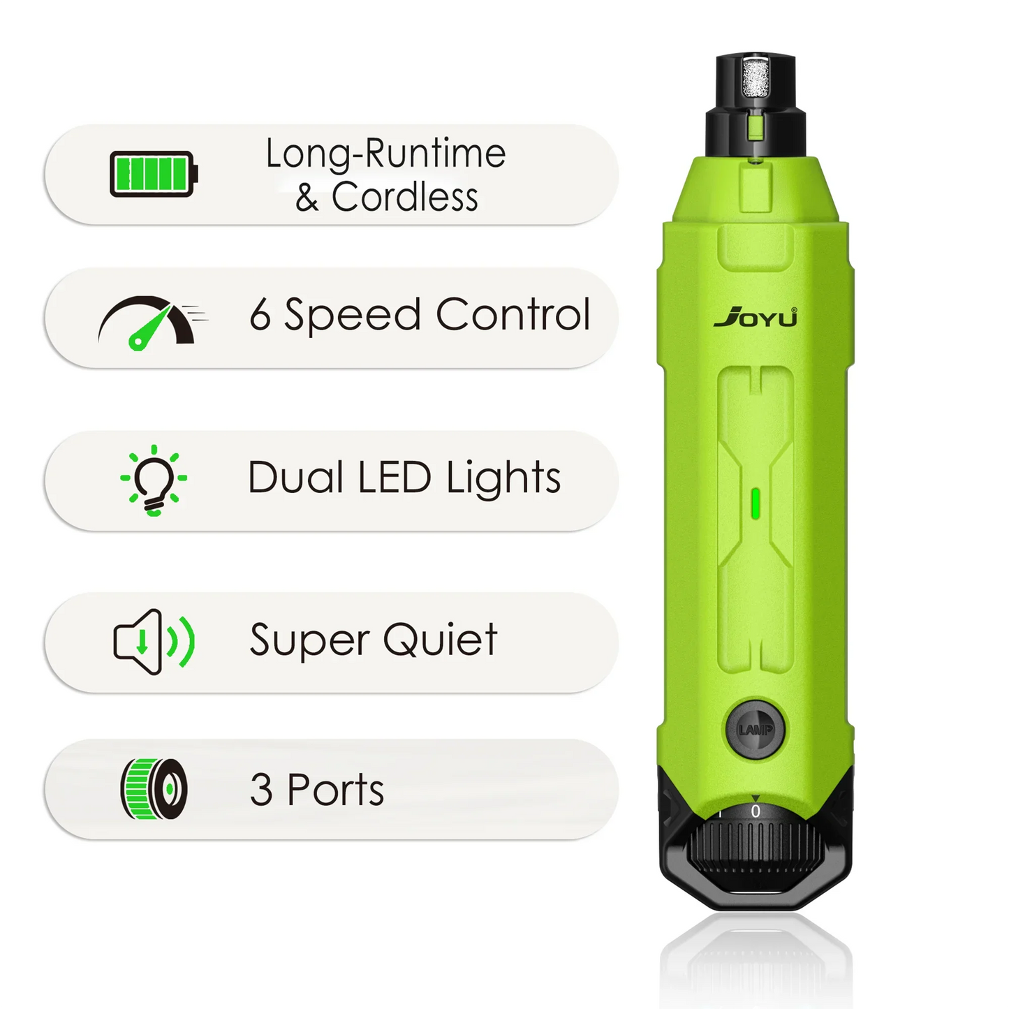 6-Speed Rechargeable Dog Nail Grinder Quiet Electric Pet Nail Trimmer for Painless Paw Grooming