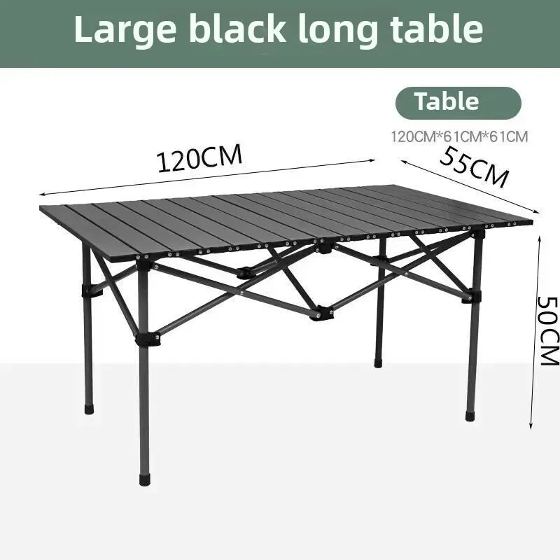 Portable Roll-Up Folding Camping Table with Carry Bag – Lightweight Outdoor Picnic & BBQ Table – 95cm / 120cm (37.4" / 47.2")