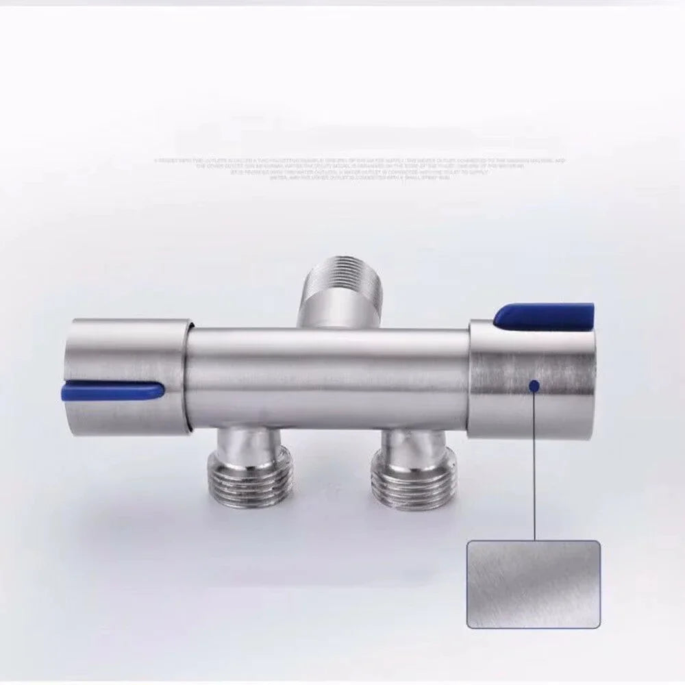 Double-Handle Stainless Steel Bathroom Faucet - Dual Control Cold Water Washing Machine Angle Valve