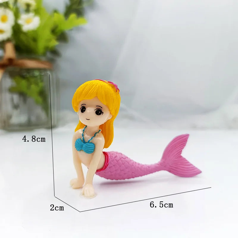 Little Mermaid Resin Figurine - Mini Aquarium Ornament, Cake Topper & Desk Decor