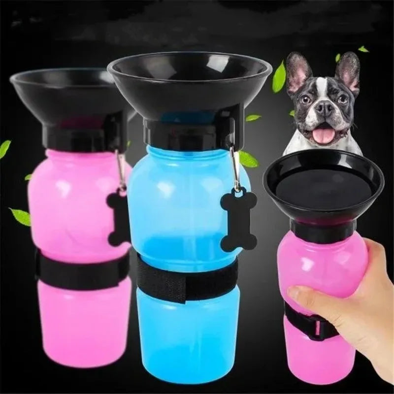 500ml (16.9oz) Portable Dog & Cat Travel Water Bottle with Built-In Drinking Bowl