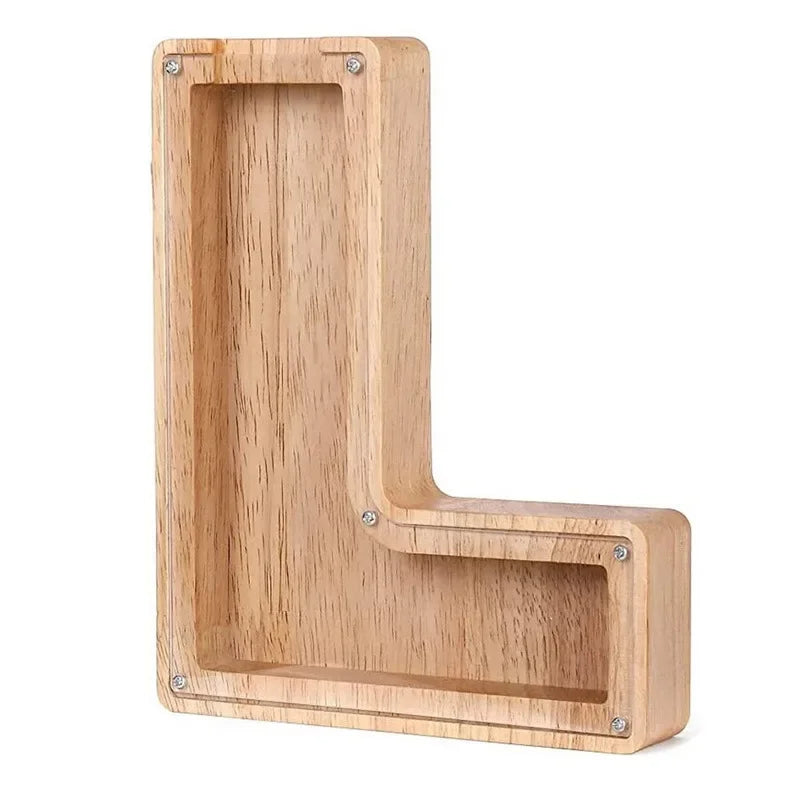26-Letter Wooden Piggy Bank A-Z Alphabet Coin Money Box Kids Savings Jar Desktop Decor Gift