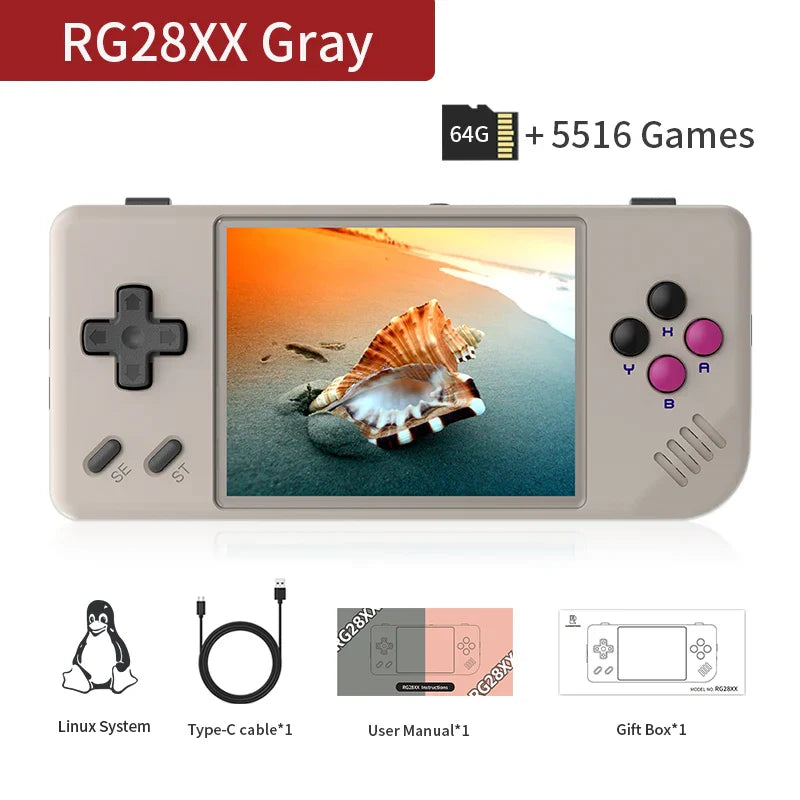 Handheld Retro Game Console 2.83-inch (72 mm) IPS Screen Linux 64GB TF 3100mAh Battery HDMI Output 5000+ Built-in Games