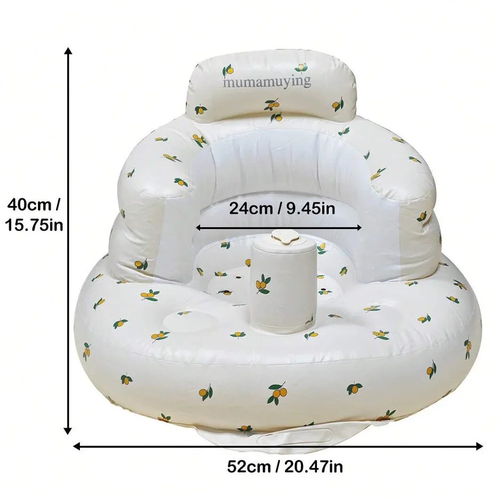 Portable Inflatable Baby Seat — PVC Infant Sofa & Bath Stool, Multifunctional Learning/Sitting Practice Chair (57×48×35 cm / 22.4×18.9×13.8 in)