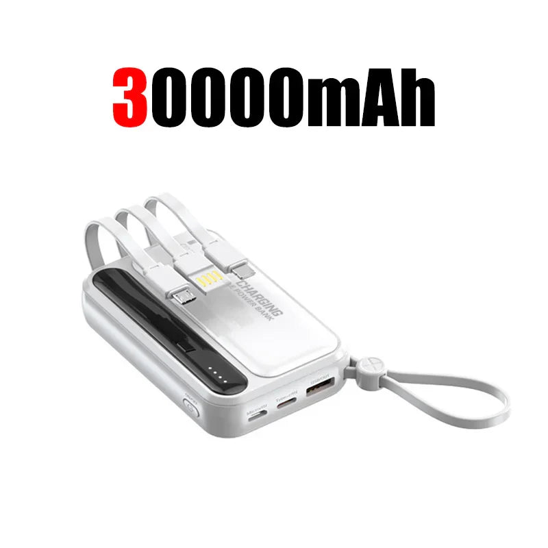 50000mAh Fast Charging Power Bank 120W Portable Charger with Built-In Cables External Battery Pack for Smartphones