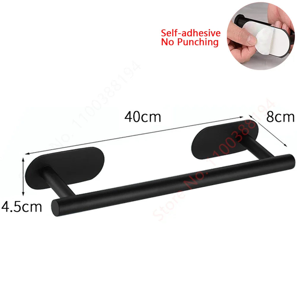 Self-Adhesive Stainless Steel Toilet Paper Holder — No-Drill Wall Mount Tissue & Towel Dispenser (Holds up to 30 cm / 11.8 in)