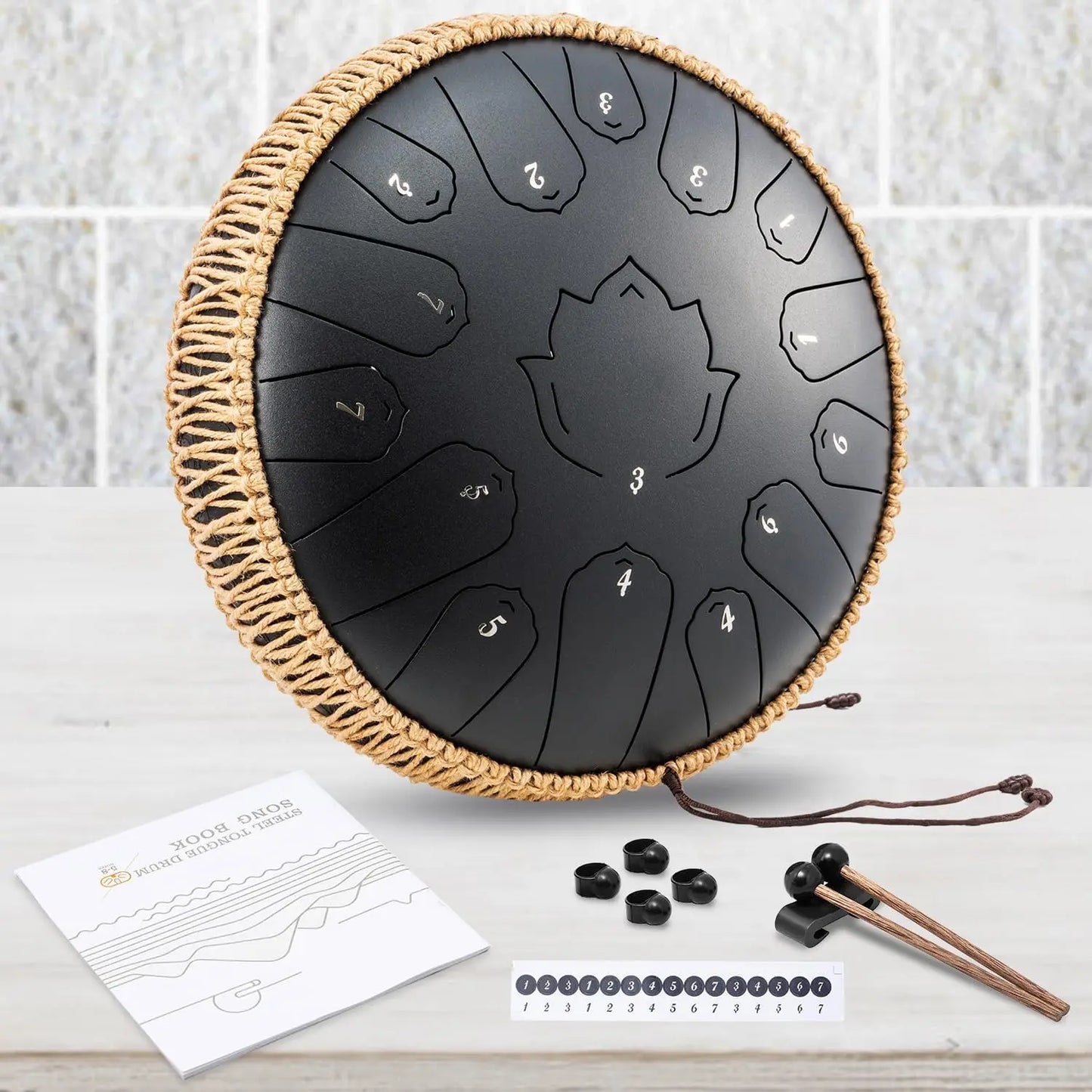 Steel Tongue Drum 13-Inch (32 cm) 15-Note C Scale Handpan-Style Percussion with Mallets & Carry Bag