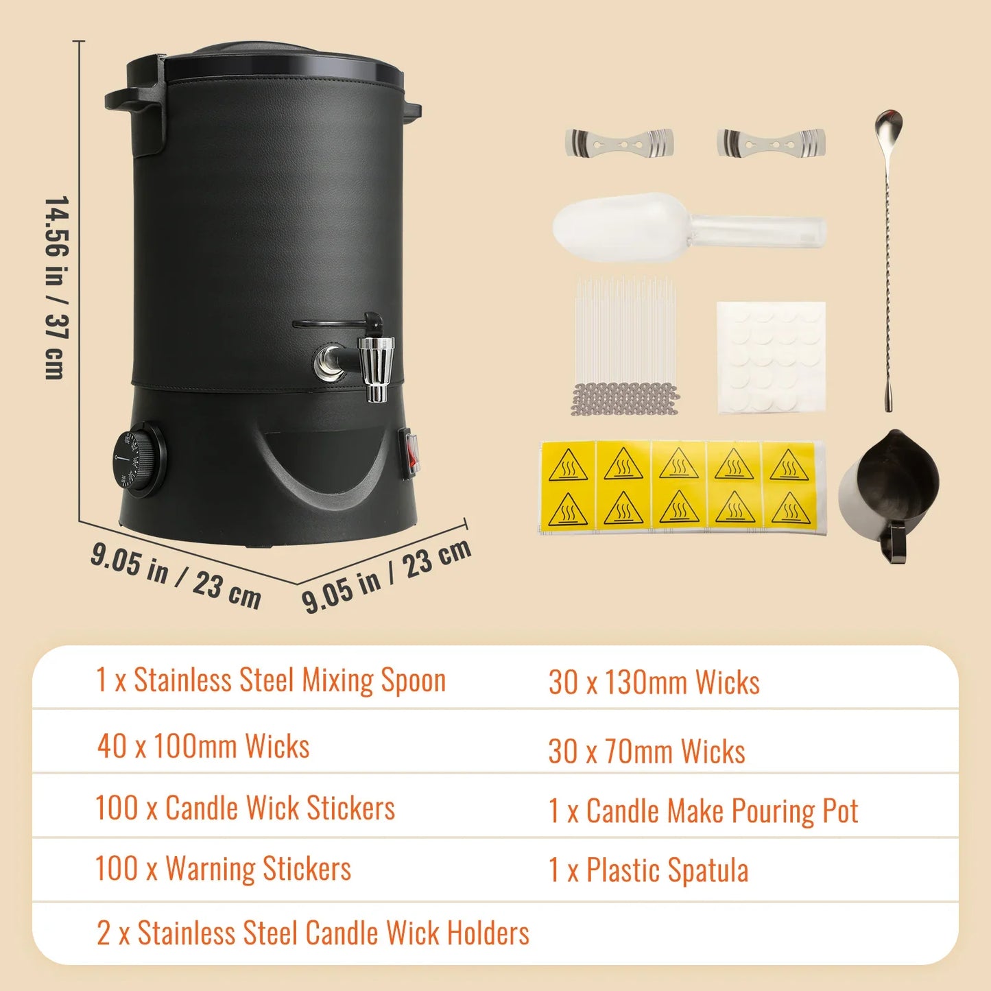6.5L (10 lb) Electric Wax Melter for Candle Making - Stainless Steel Wax Melting Pot with Pour Spout & 9-Level Temp Control