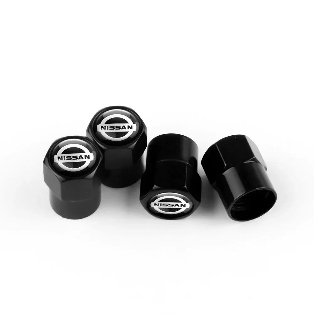 4-Pack Metal Tire Valve Stem Caps – Aluminum Alloy Wheel Valve Covers, Universal Fit (Silver/Black)