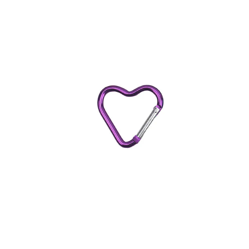 Heart-Shaped Aluminum Carabiner Keychain Clip for Keys, Water Bottles & Bags - Travel Hanging Hook