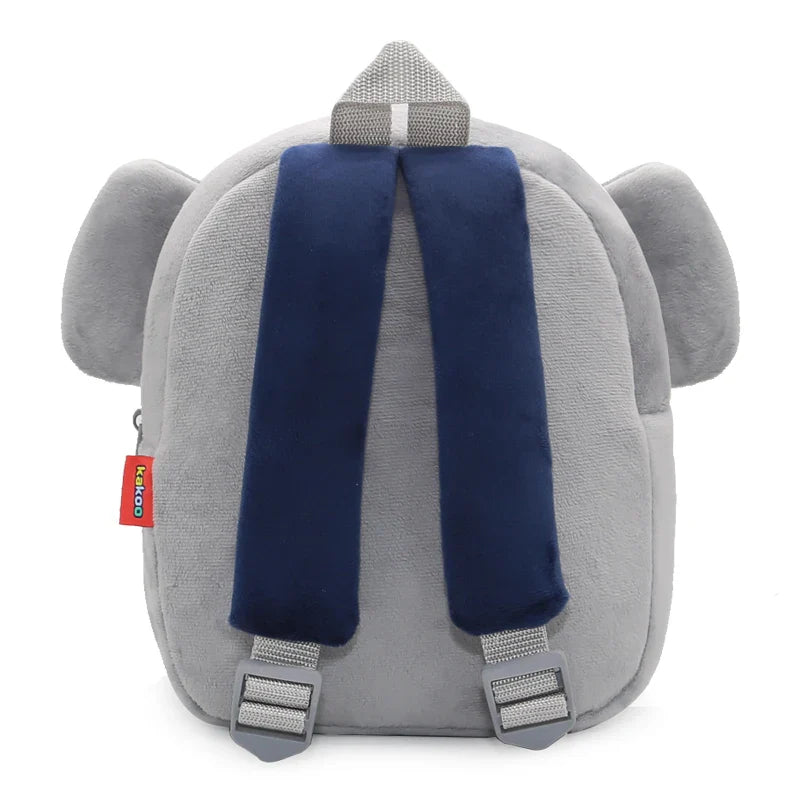 Kids Elephant Plush Backpack - Cute Cartoon Kindergarten School Bag for Toddlers with Zipper