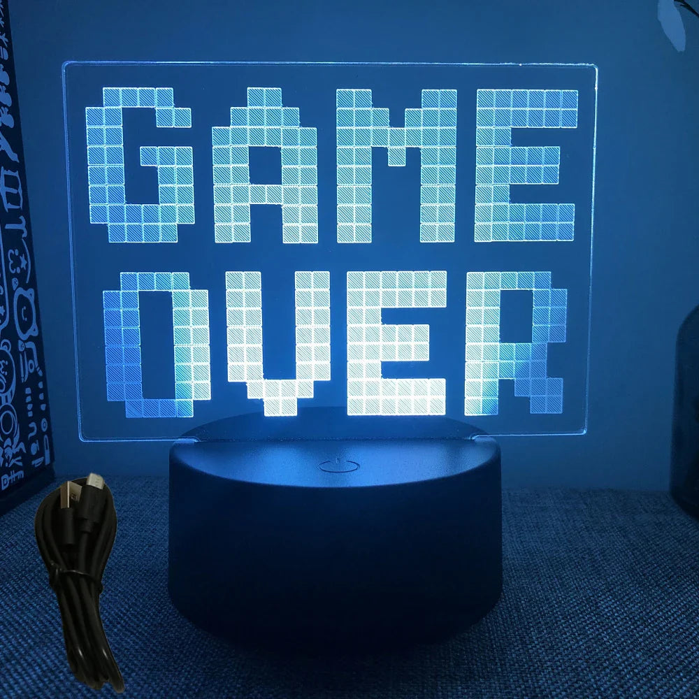 Neon Gamer 3D LED Night Light RGB – Gaming Table Lamp for Kids, Bedroom & Gamer Room