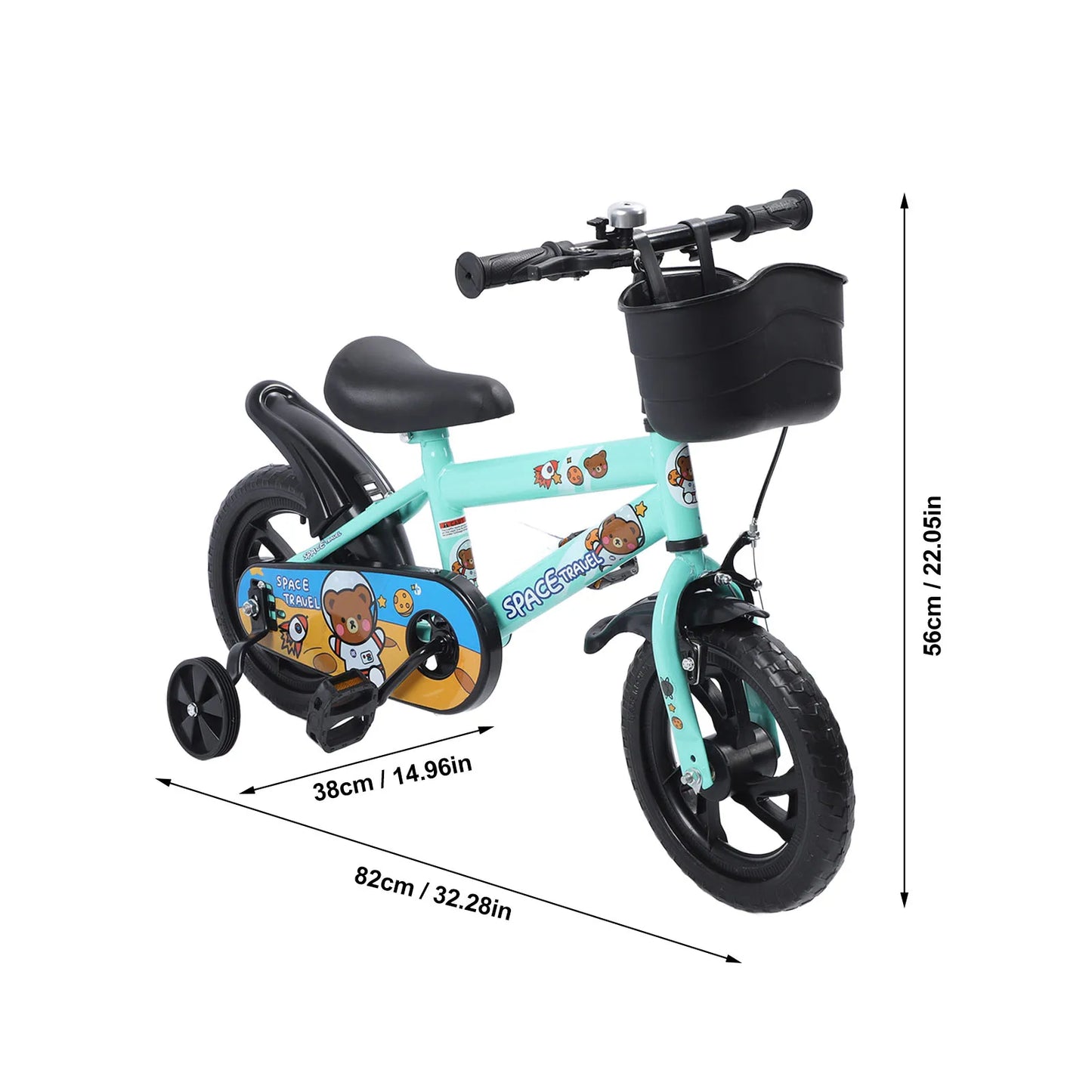 12-Inch Kids Bike with Training Wheels — High-Carbon Steel Frame, Stable Ride for Ages 2–6 (Green)
