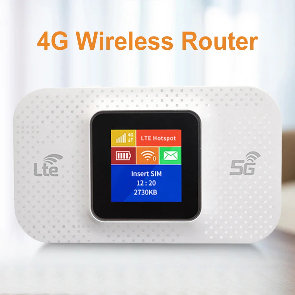 4G LTE Mobile WiFi Router 150Mbps Pocket Hotspot with SIM Slot 3650mAh Battery for Car & Travel