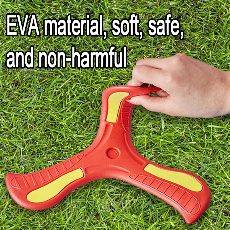 Soft Foam Boomerang Flying Disc for Kids & Adults - 9 x 9 in (23 x 23 cm) Three-Leaf Outdoor Throwing Toy, Unisex