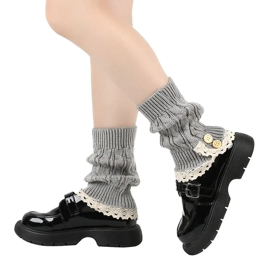 Lolita Harajuku Knit Leg Warmers – Thick Winter Ankle Boot Socks, 21 cm (8.3 in) – Women & Girls