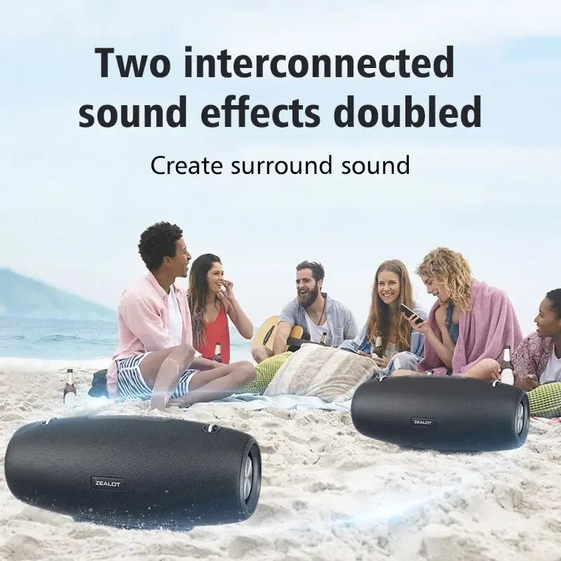 60W Portable Bluetooth Speaker — IPX6 Waterproof, Powerful Bass, 12-Hour Playtime for Outdoor Party & Camping