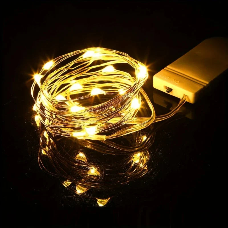 Battery Operated LED Fairy String Lights Waterproof Silver Wire 1–10m (3.3–32.8ft) 10–100 LEDs for Wedding Party Christmas