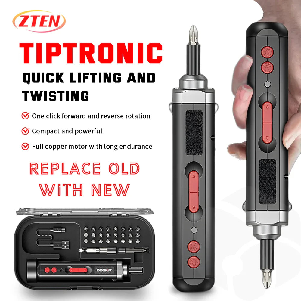 Cordless Electric Screwdriver Set – Rechargeable USB Tool Kit with LED Light for Home Repair