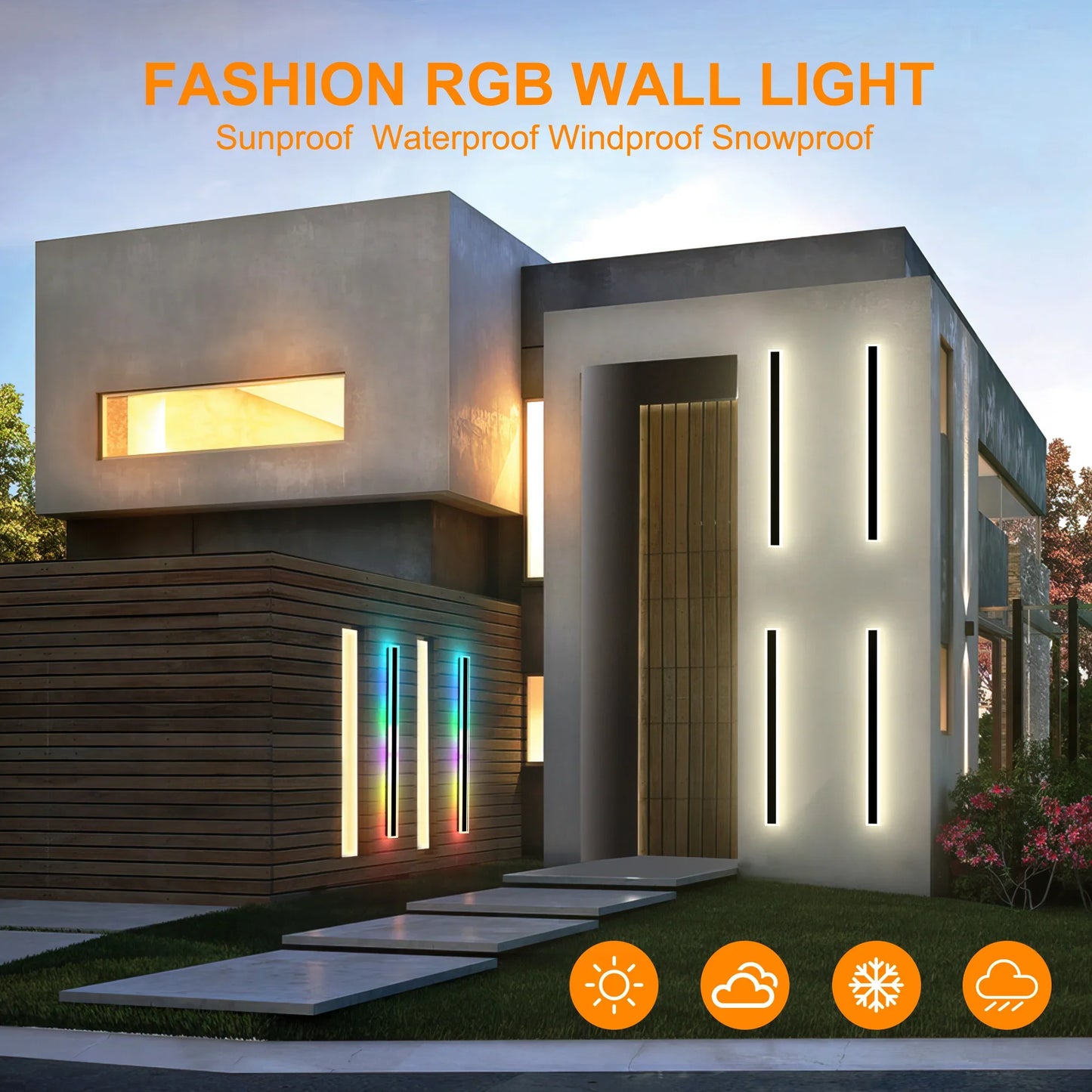 2-Pack Modern Long LED Wall Sconces Black Up & Down Wall Lights 39-59 in (1m/1.5m) Flush Mount