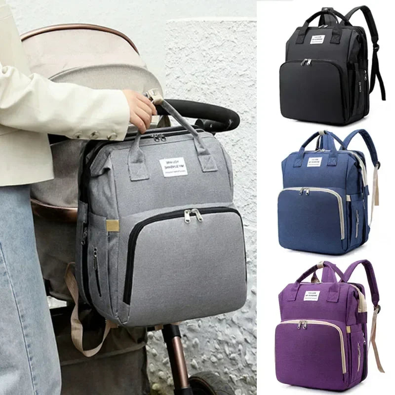 Large Capacity Mommy Diaper Bag Backpack with Changing Mat, 36–55L Baby Nursing & Nappy Organizer