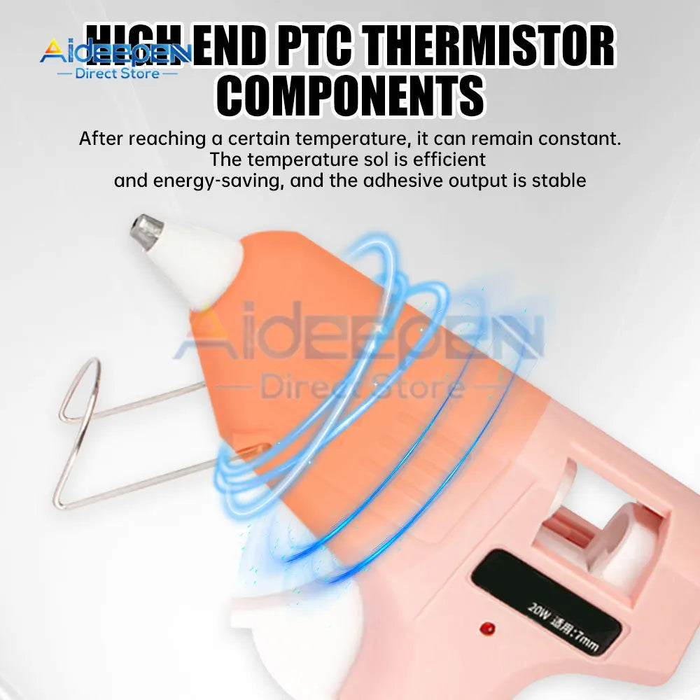 20W Mini Hot Glue Gun with 7mm x 150mm Glue Sticks – Low-Temp PTC Heater for DIY Crafts & Home Repair