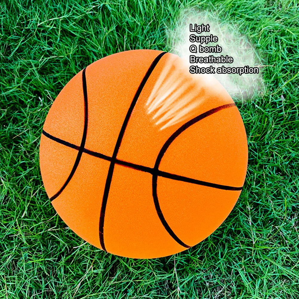 Kids Silent Foam Basketball - Indoor Squeezable Bounce Ball (No.3 / No.5 / No.7, 7–9.5 in | 18–24 cm)