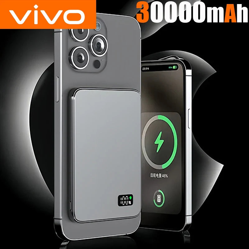 50000mAh Ultra-Thin Magnetic Power Bank – MagSafe Wireless Fast Charging, 120W Portable Charger with LED Display