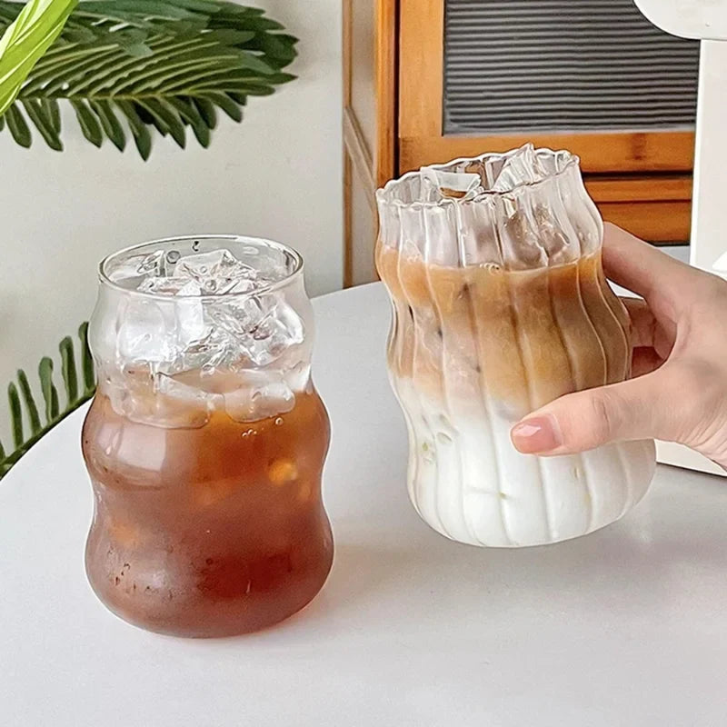 Heat-Resistant Stripe Glass Tumbler — Transparent Tea, Coffee & Juice Mug, 410/530/650 ml (13.9/17.9/22 fl oz)