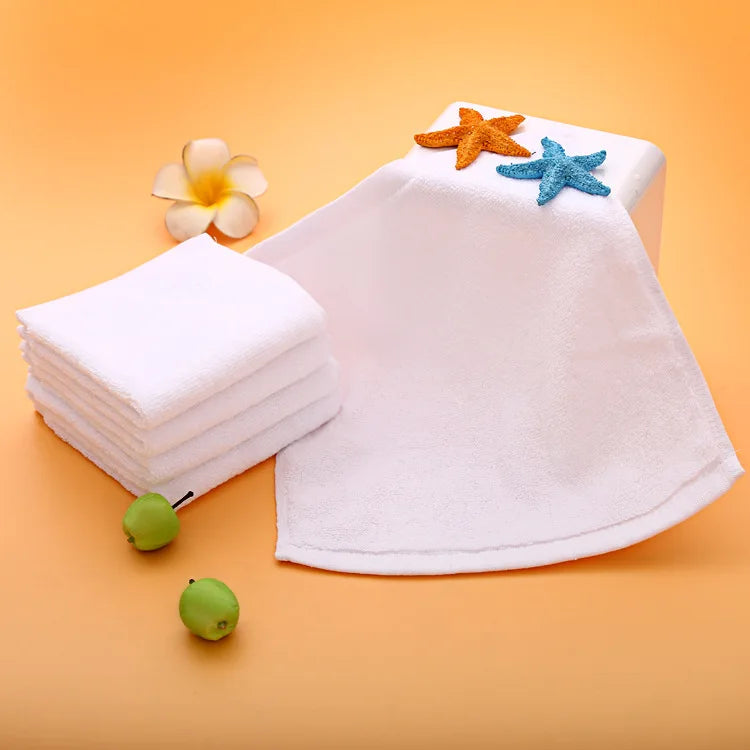 5-Pack Pure Cotton Small Square Towels - White Face & Hand Towels for Kids, Hotel, Spa, Bathroom