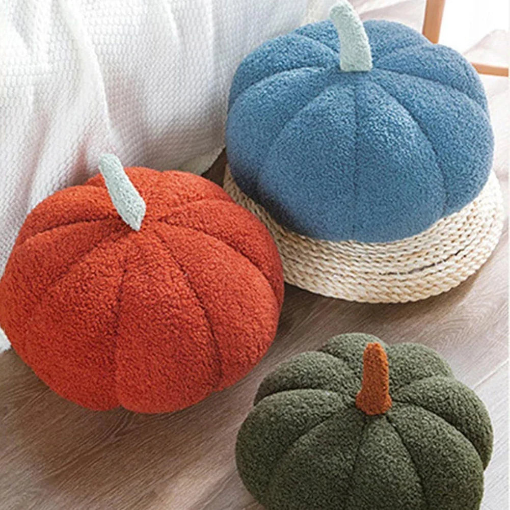 3D Pumpkin Throw Pillow Teddy Fleece Plush Halloween Pumpkin Cushion for Sofa, Kids & Home Decor