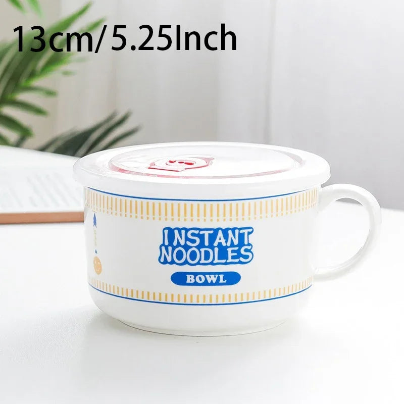 Ceramic Ramen Bowl with Lid Heat Resistant Microwave Safe Soup Bowl for Noodles Salad Rice 800ml (27 fl oz) / 1100ml (37 fl oz)