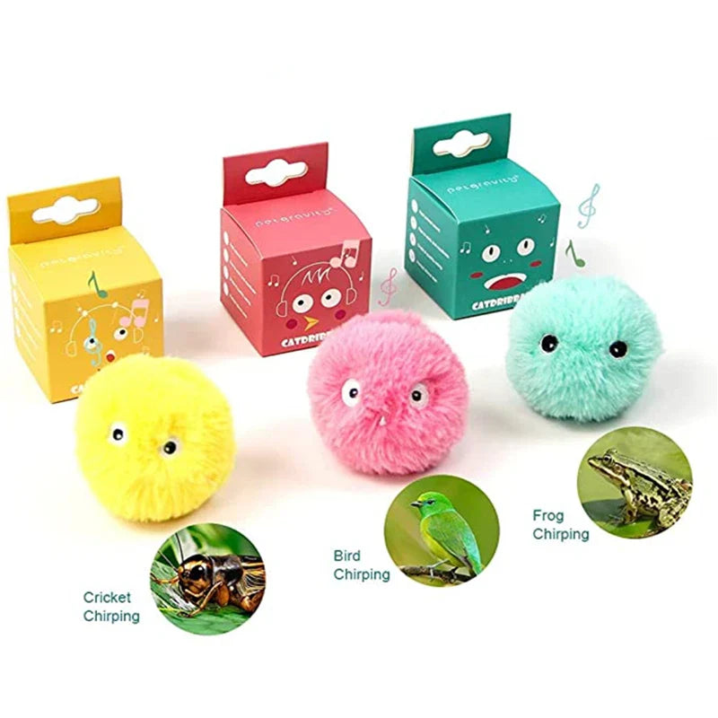 Interactive Touch-Activated Plush Sound Ball Cat Toy for Kittens & Cats — Electronic Catnip Squeak Toy