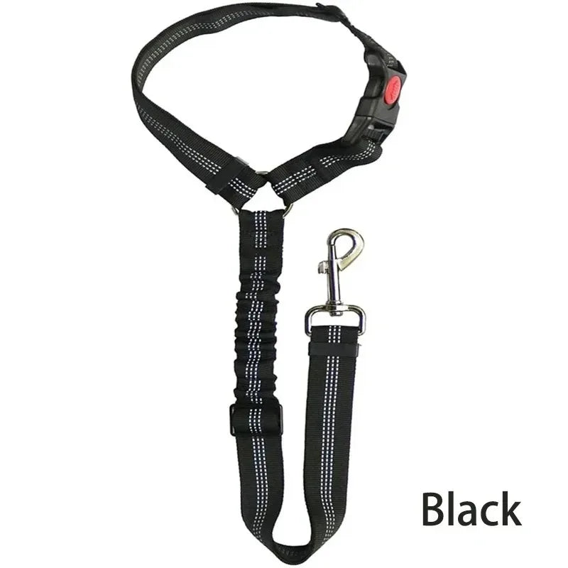 Reflective 2-in-1 Pet Car Seat Belt & Adjustable Nylon Dog Leash - Durable Safety Strap for Small to Large Dogs