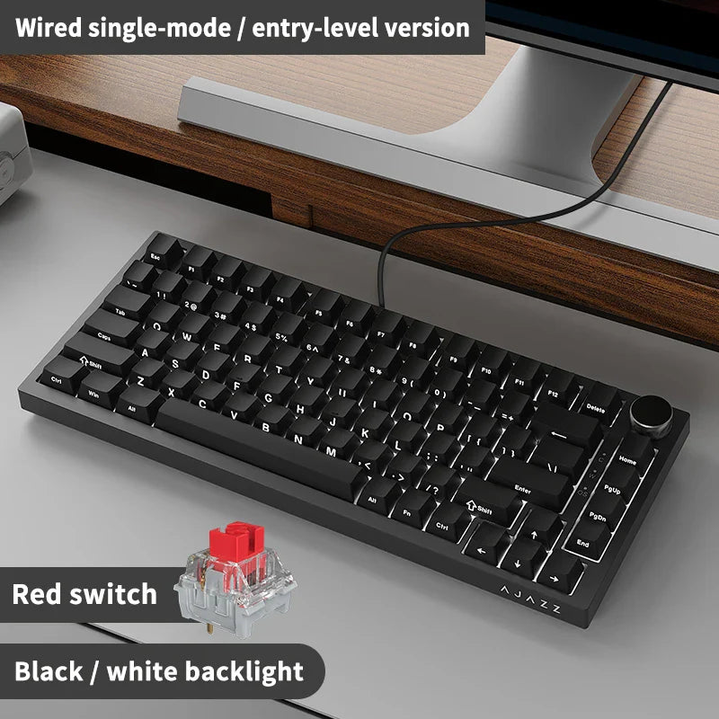 75% 82‑Key Hot‑Swappable Mechanical Gaming Keyboard — Tri‑Mode Wired/2.4GHz/Bluetooth, RGB, TFT Screen, Metal Volume Knob, USB Type‑C