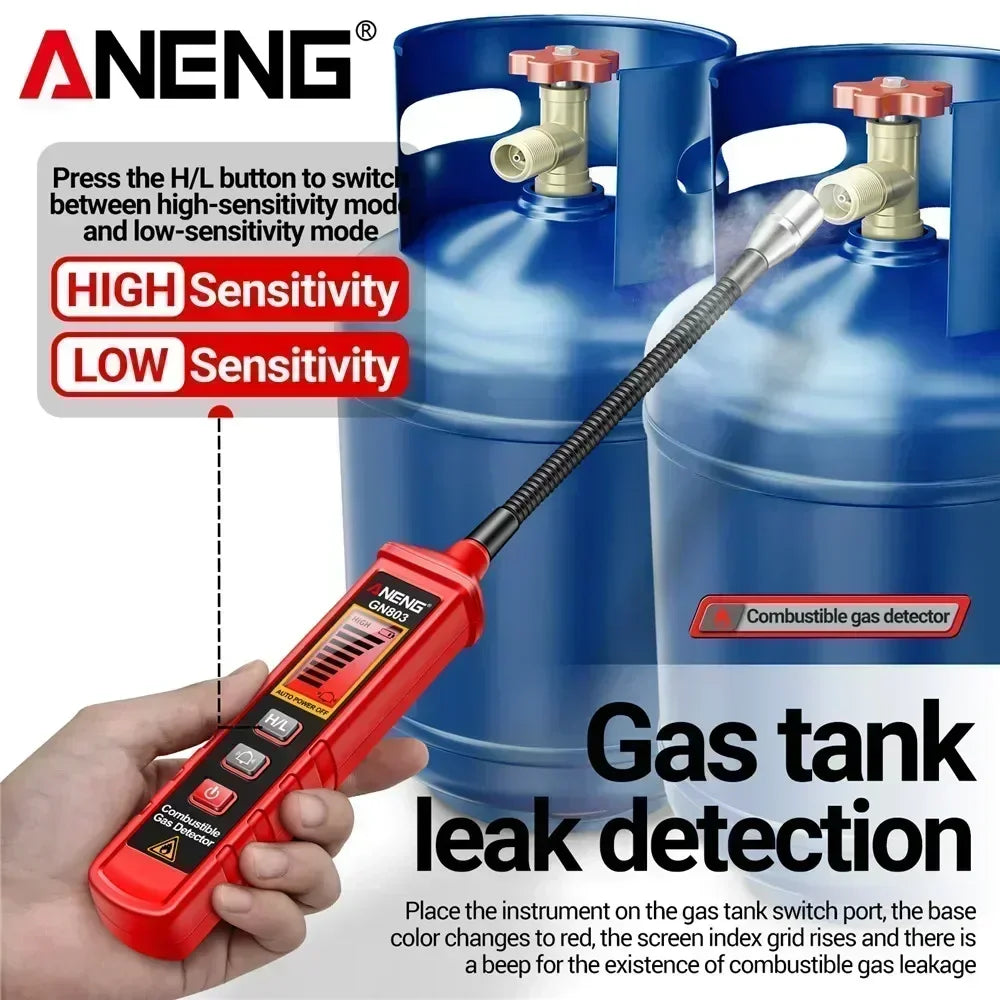 Handheld Methane & Combustible Gas Leak Detector — Portable Gas Concentration Meter with LCD, Audible Alarm & Vibration
