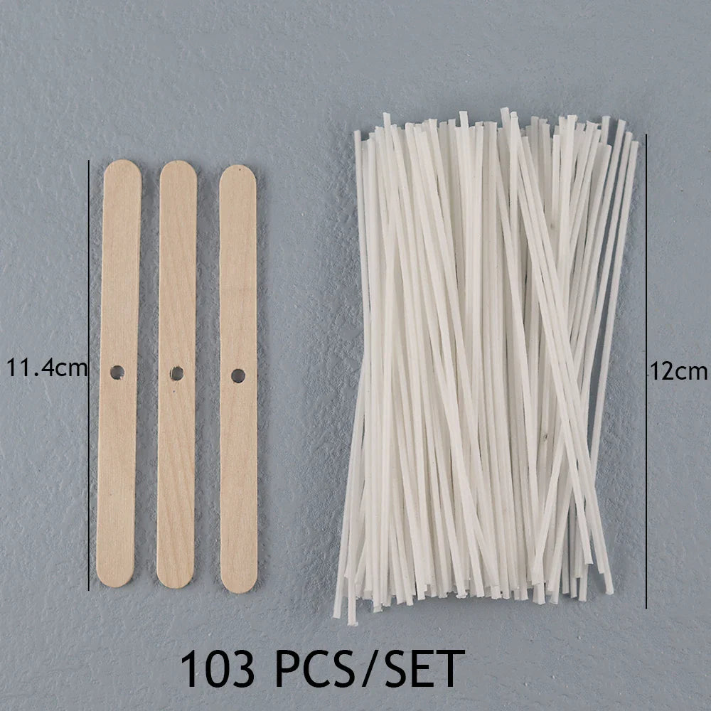 Pre-Waxed Cotton-Core Candle Wicks with Metal Sustainer Tabs, 100-Pack, 1.0–7.9 in (2.6–20 cm) for DIY Candle Making