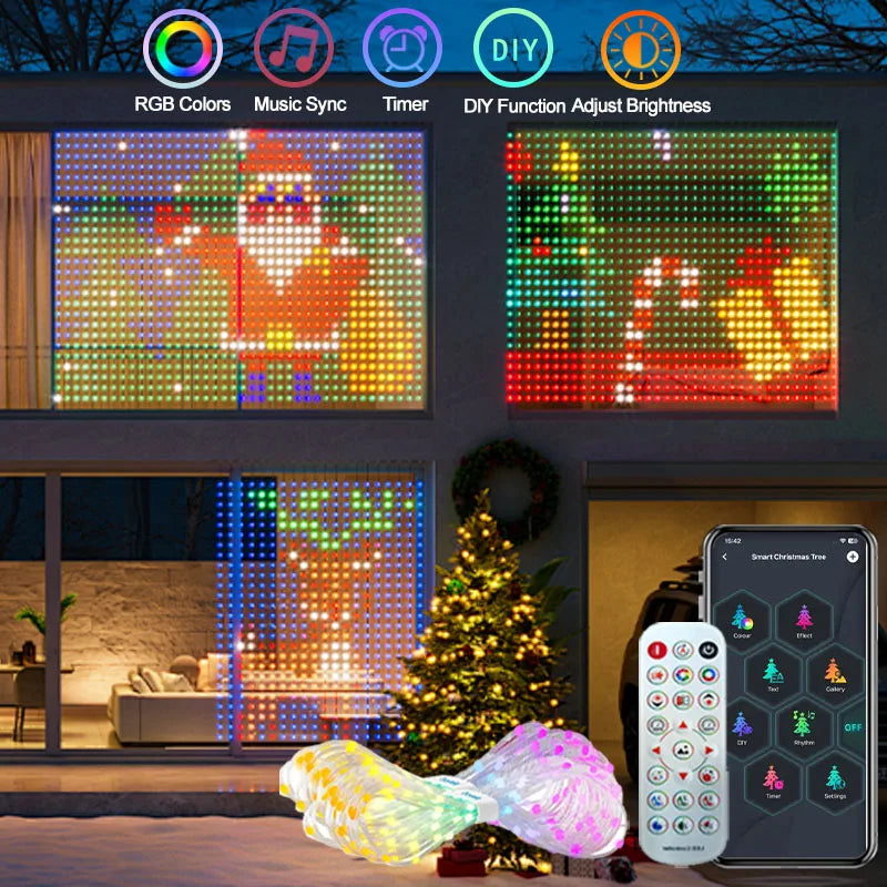 400 LED Smart Curtain Fairy Lights 2 x 2 m (6.6 x 6.6 ft) RGBIC App & Remote Control with Music Mode Window Holiday LED Decor