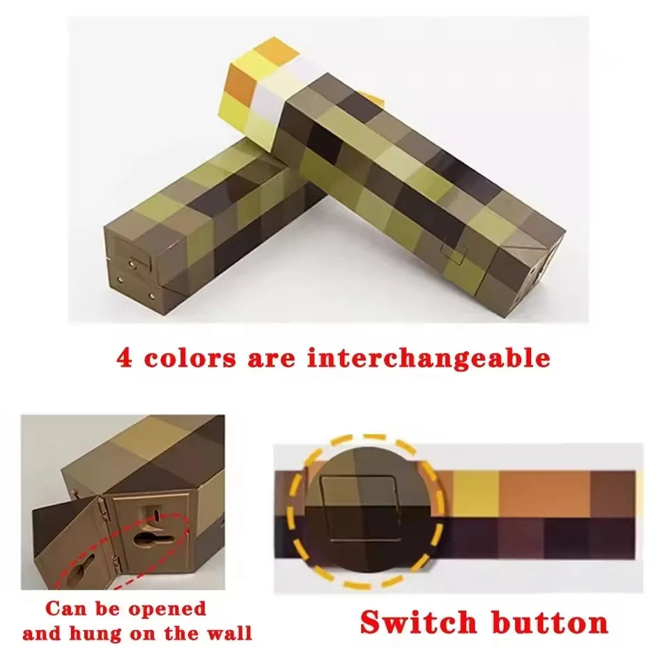 Brownstone Torch LED Night Light - 4-Color USB Rechargeable Cartoon Table Lamp with Wall Mount for Kids Bedroom