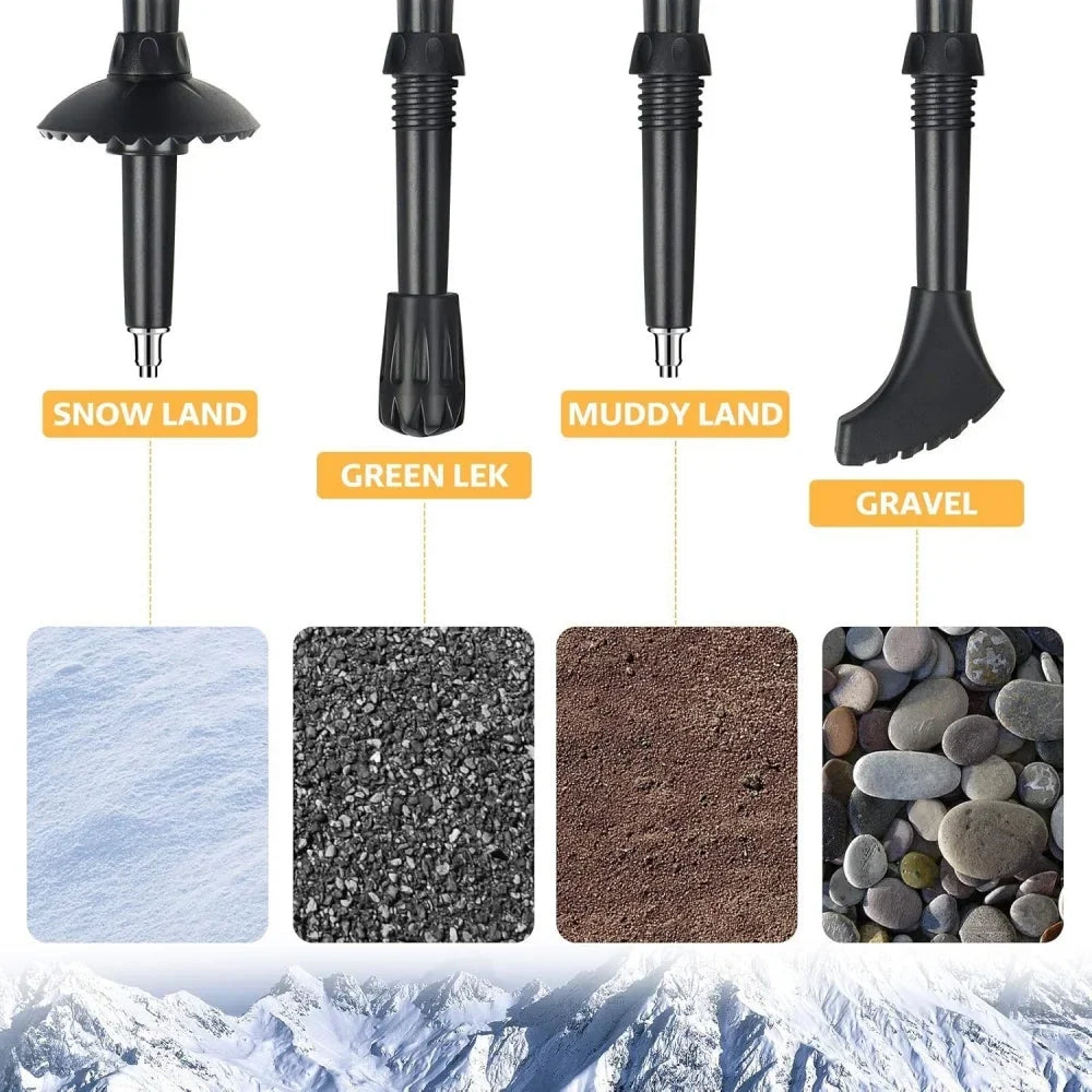 2-Pack Ultralight Foldable Telescopic Trekking Poles, Adjustable 32–125 cm (12.6–49.2 in) for Hiking & Nordic Walking