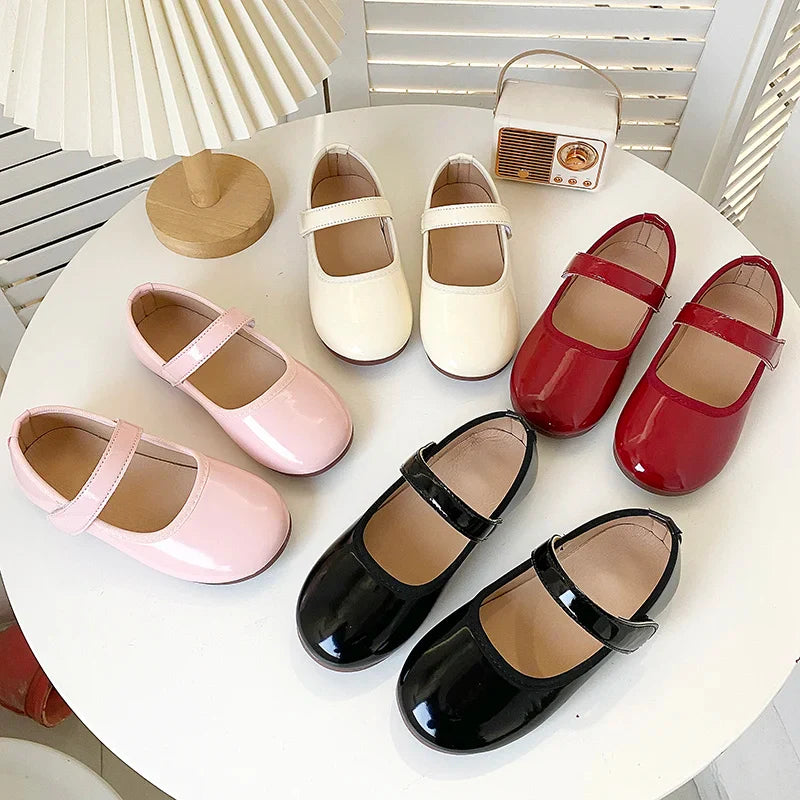 Girls Princess Patent Leather Flats – Soft Flexible Anti-Slip Casual Shoes, EU 27–36
