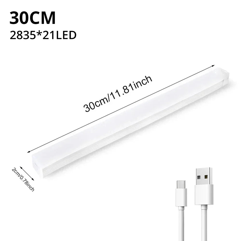 Motion Sensor Rechargeable LED Light for Closet Cabinet Wardrobe, Wireless Under-Cabinet Night Light, 4/8/12/20 in (10/20/30/50 cm)