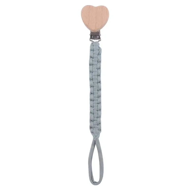 Personalized Wooden Pacifier Clip with Cloth Weave, Custom Name Baby Pacifier Chain and Teether Holder Newborn Gift