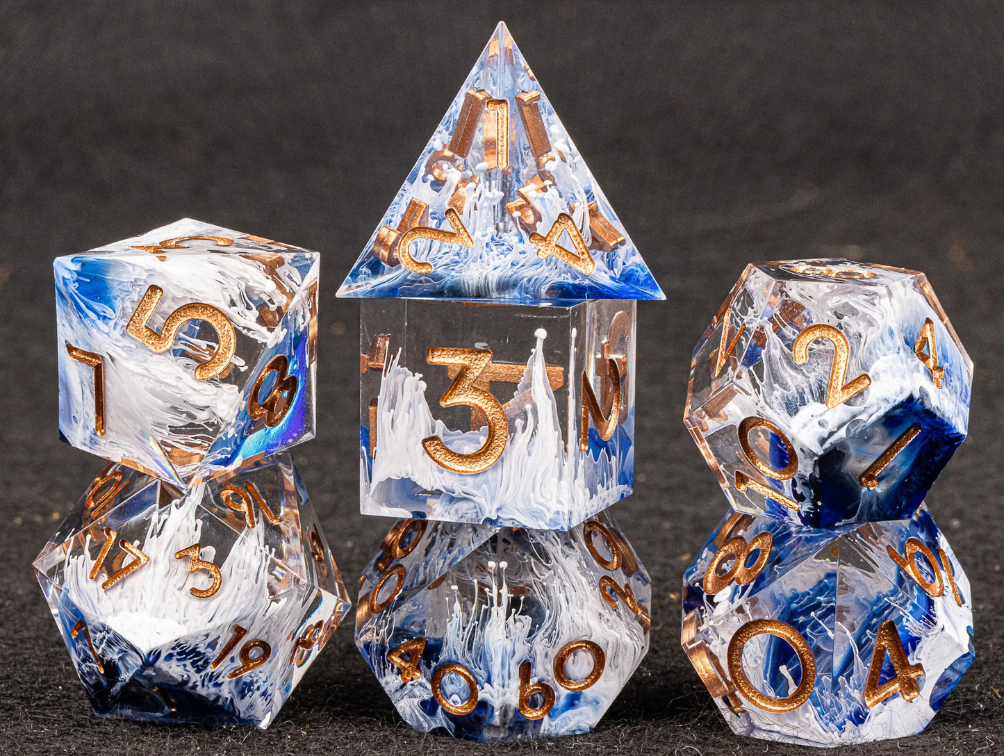 Handmade Resin 7-Piece D20 Polyhedral Dice Set for Dungeons & Dragons & Tabletop RPGs